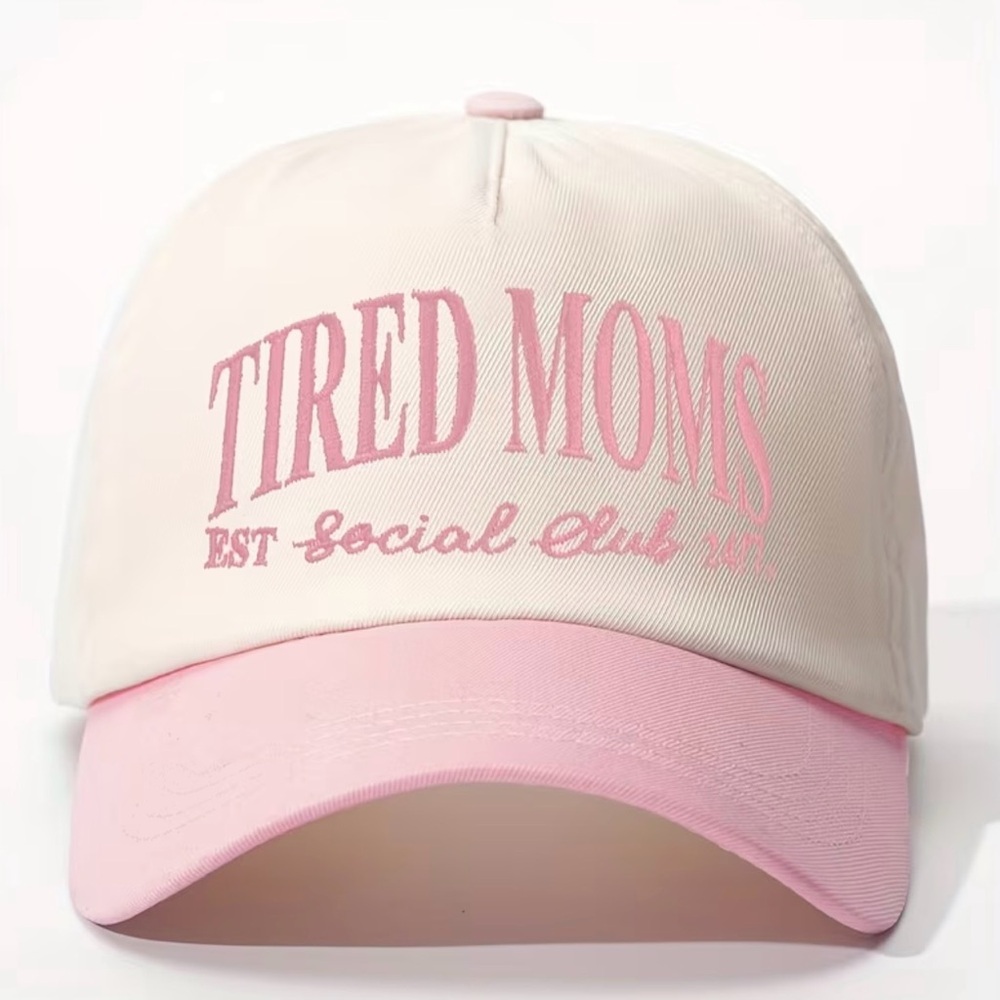 NWOT Pink and White Tired Moms Cap